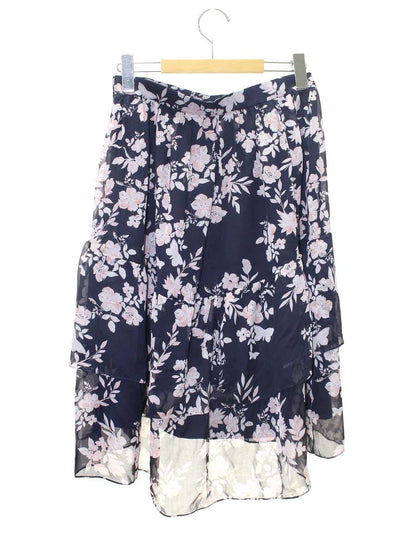 トゥービーシック W5S02-708-29 スカート 42 ネイビー 花 ティアード フリル ITJ4OGAOZ3VU