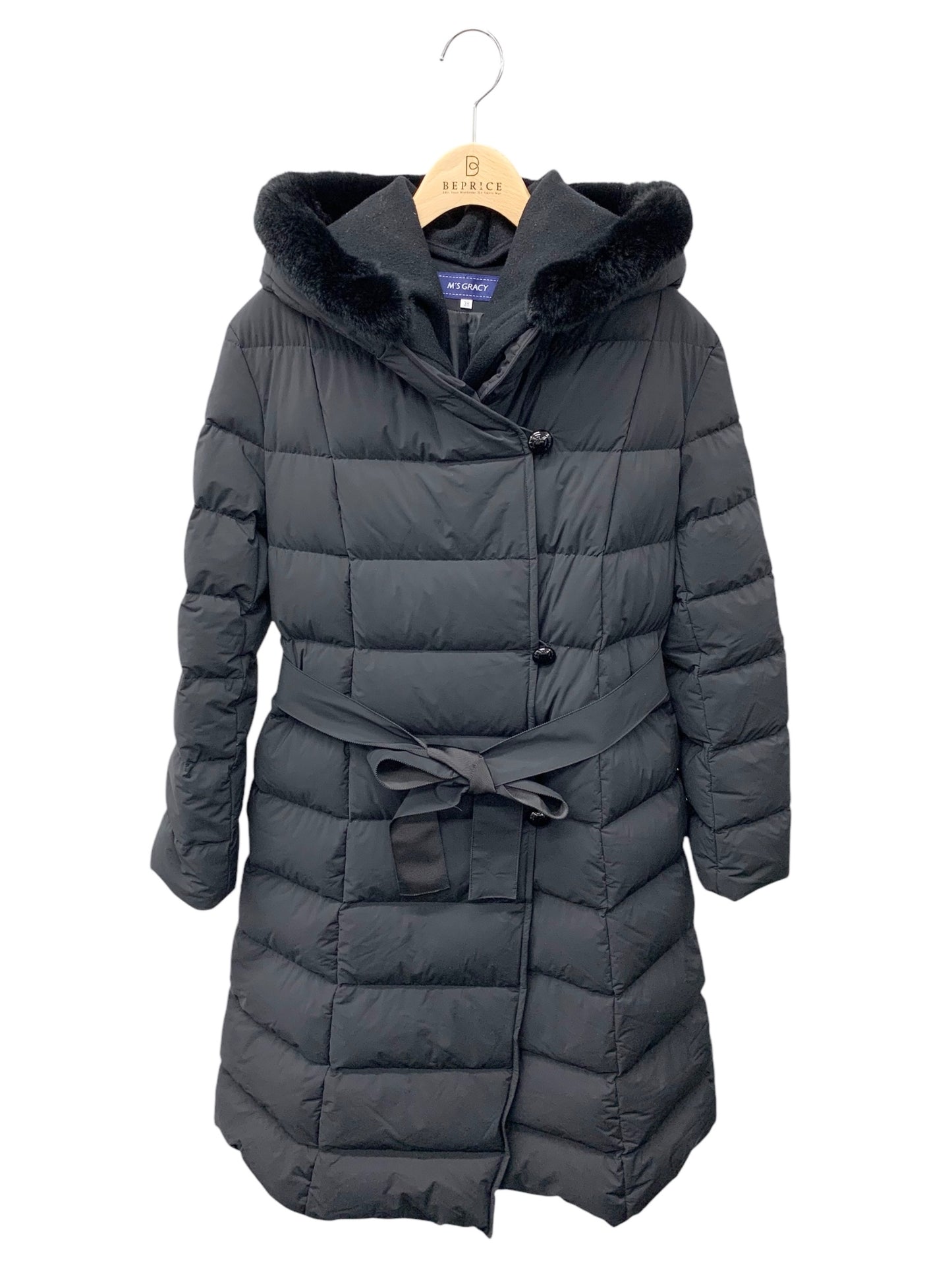 エムズグレイシー 019506 ダウンコート 38 ブラック レッキスファー付き IT5UHHEXVKQ5
