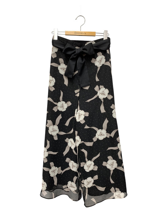 エムズグレイシー 416303 パンツ 40 ブラック カメリア フラワーモチーフ ワイド IT36ZJU2CRTC