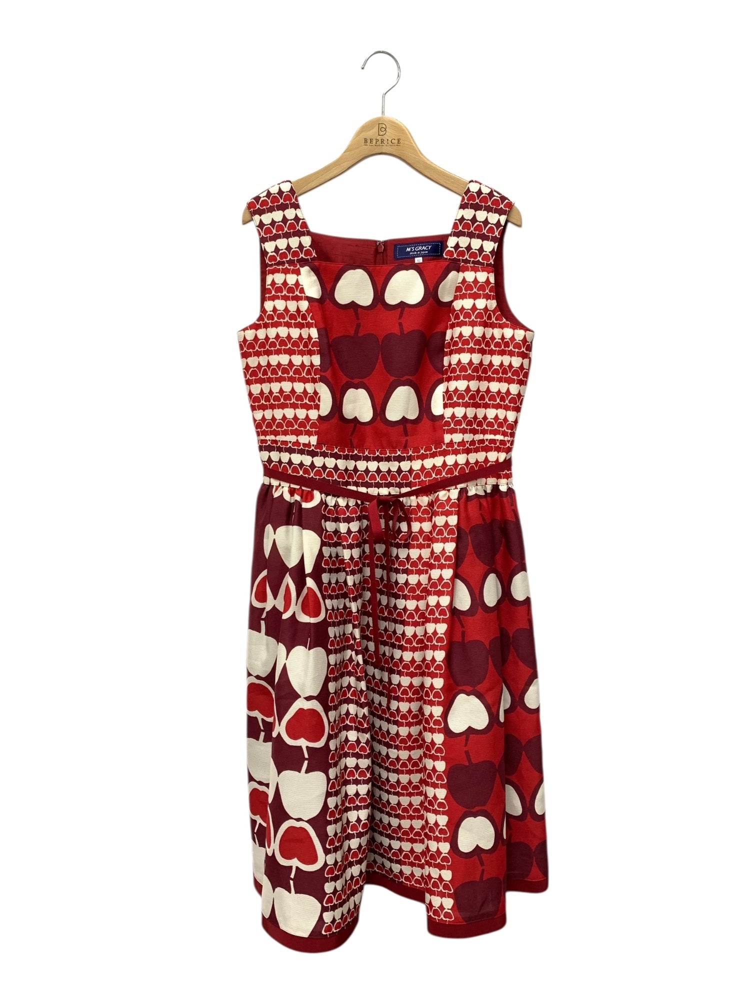 美品 M'S GRACY 小花柄 バックリボン ワンピース ブラウン 36 美品 M'S GRACY 小花柄 バックリボン ワンピース ブラウン 36