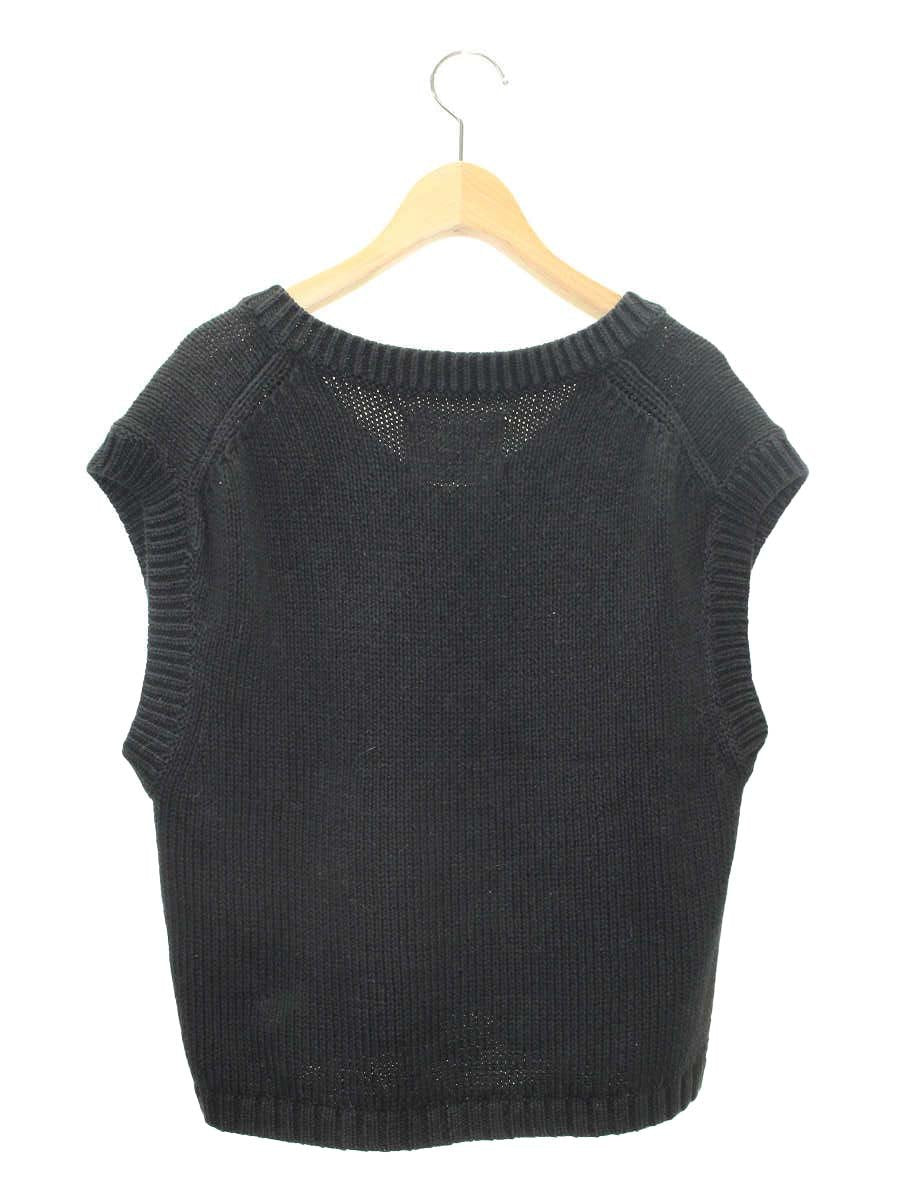 マーガレットハウエル MHL. COARSE COTTON LINEN 595-3161501 ニット ベスト 2 ブラック IT06OQEATAFQ