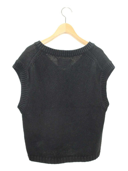 マーガレットハウエル MHL. COARSE COTTON LINEN 595-3161501 ニット ベスト 2 ブラック IT06OQEATAFQ