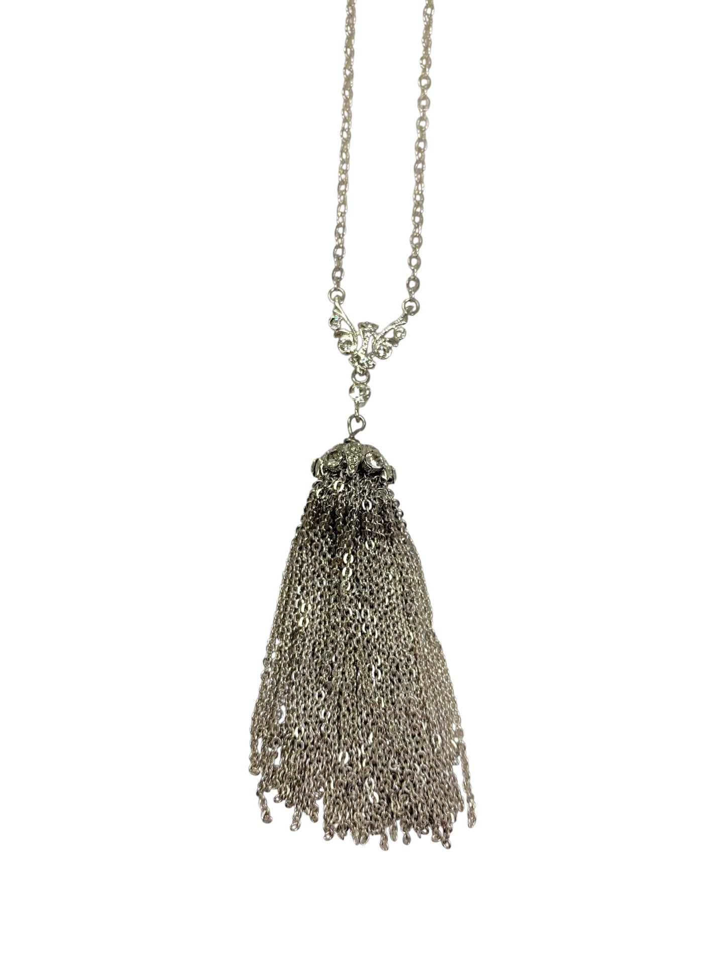フォクシーブティック Fortune Tassel 32625  ネックレス シルバー タッセル ラインストーン IT7ATDU39XUO