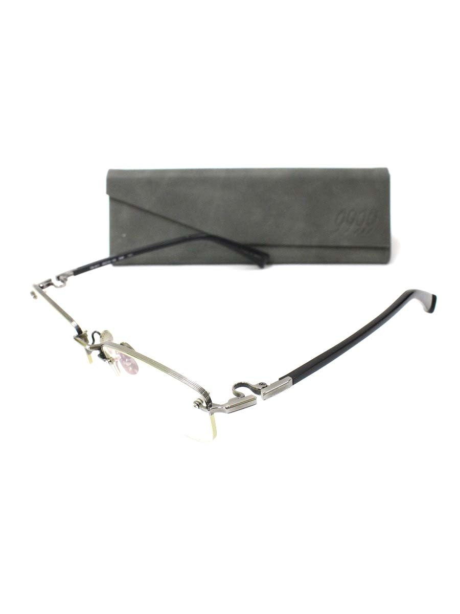 フォーナインズ TW-61T メガネ シルバー/ブラック メタルフレーム ハーフリム スクエア IT5FJX7490HS