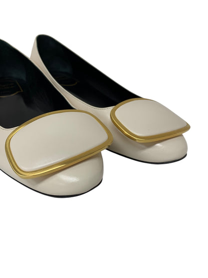 ロジェヴィヴィエ パンプス 36 アイボリー バレエフラットシューズ ラウンドトゥ IT7ZU1ALI5VS