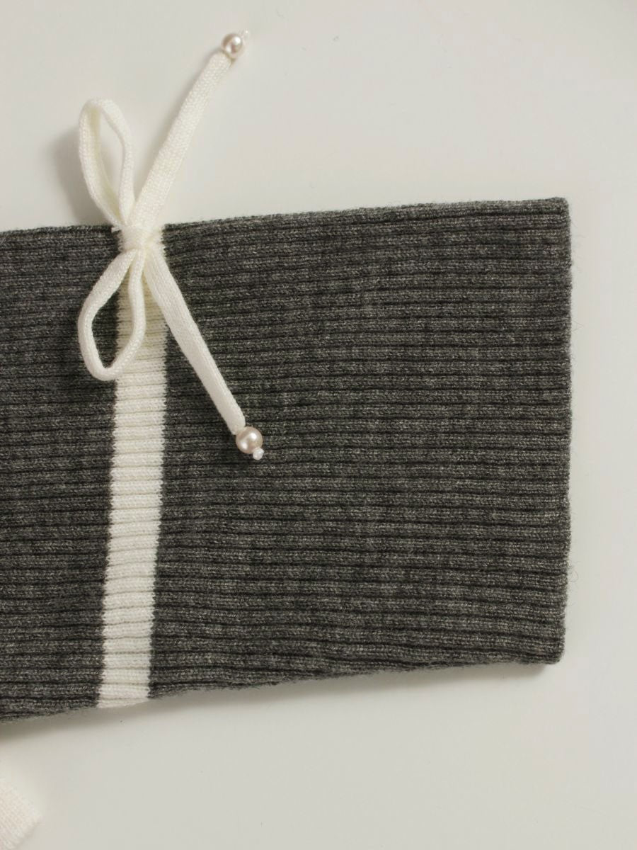 スーパービューティー ワンピース  40 グレー ニット フェイクパール ラインストーン ITQGIYG6WMX6