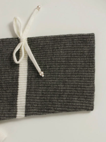 スーパービューティー ワンピース  40 グレー ニット フェイクパール ラインストーン ITQGIYG6WMX6