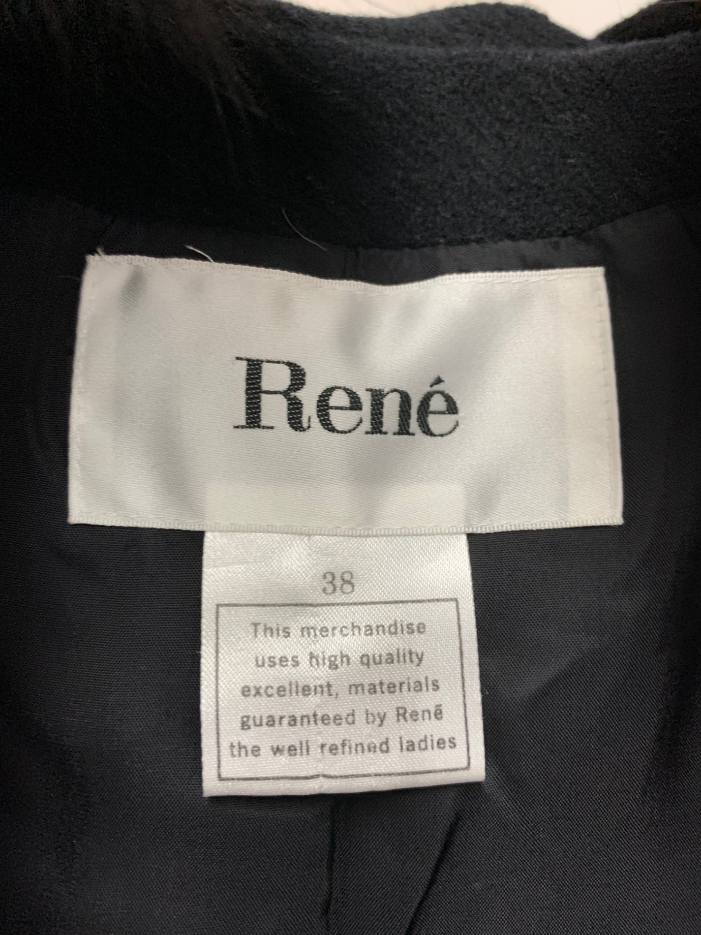 ルネ 6738740 ダウンジャケット 38 ブラック フード フォックスファー ウール IT75AHEYPK22