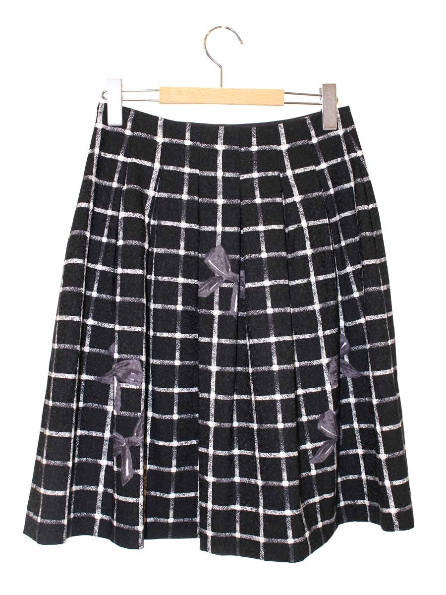 エムズグレイシー RibbonxCheck Skirt 817507 スカート 38 ブラック ITS1X41S9TFV