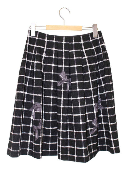 エムズグレイシー RibbonxCheck Skirt 817507 スカート 38 ブラック ITS1X41S9TFV