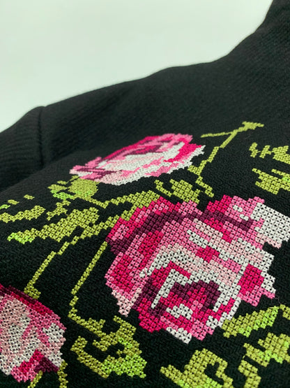 デシグアル 20WWEWEL コート L ブラック フラワーモチーフ 刺繍 IT89SD3XQX8G