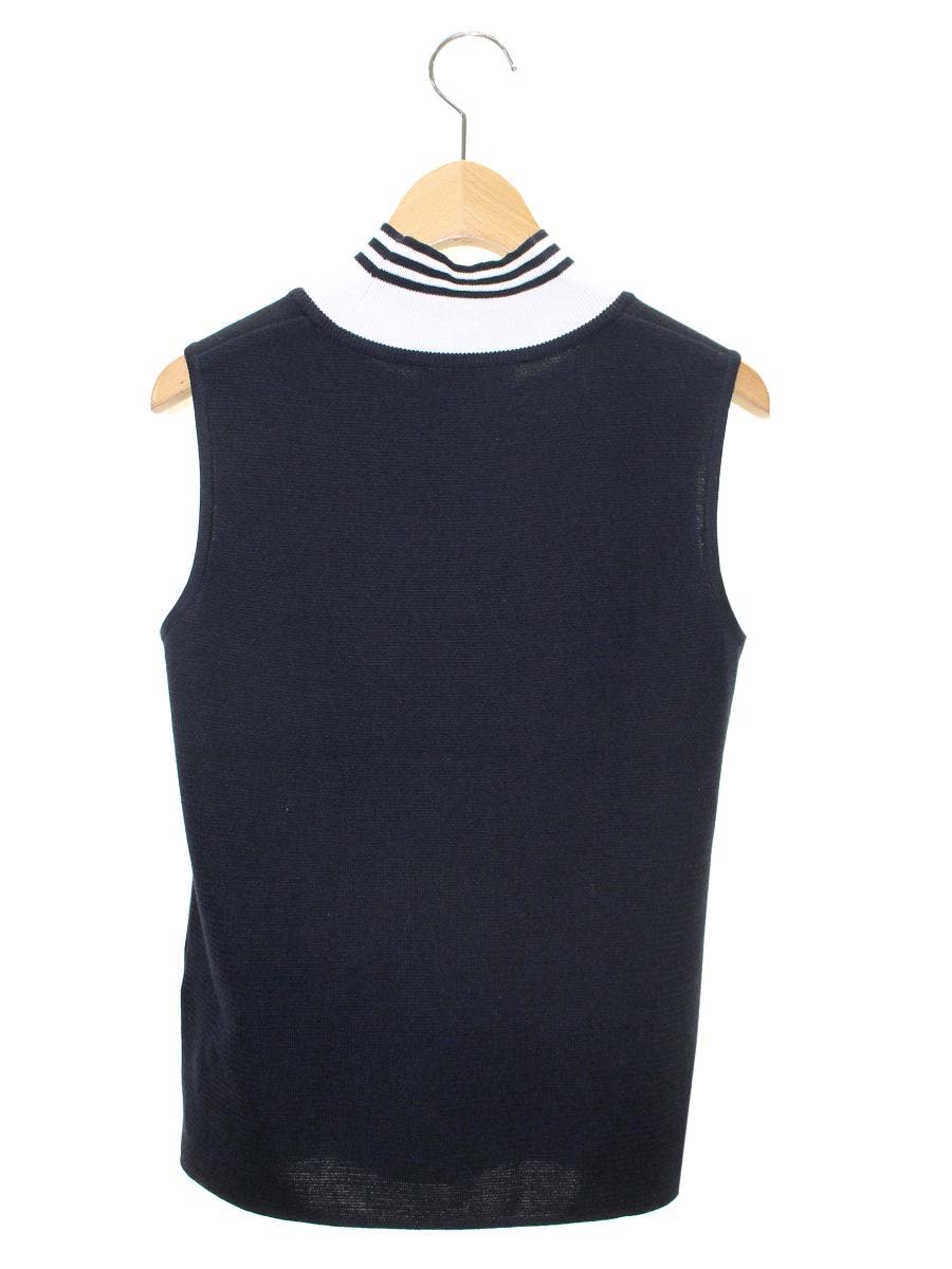 フォクシーニューヨーク No Sleeve Knit Top 40727 ニット 38 ネイビー ボーダーボトルネック IT5V31TWQUZH