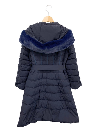 エムズグレイシー フェイクファー付きロングダウンコート 319605 38 ネイビー カメリアジップ IT97AZHWLHTE