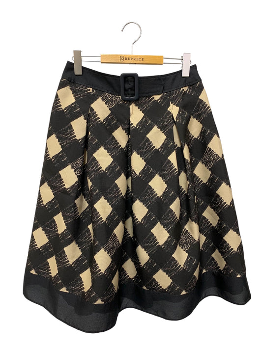 エムズグレイシー バイヤスチェックタック 517318 スカート 40 ブラック ITXBKMVM8ZI8