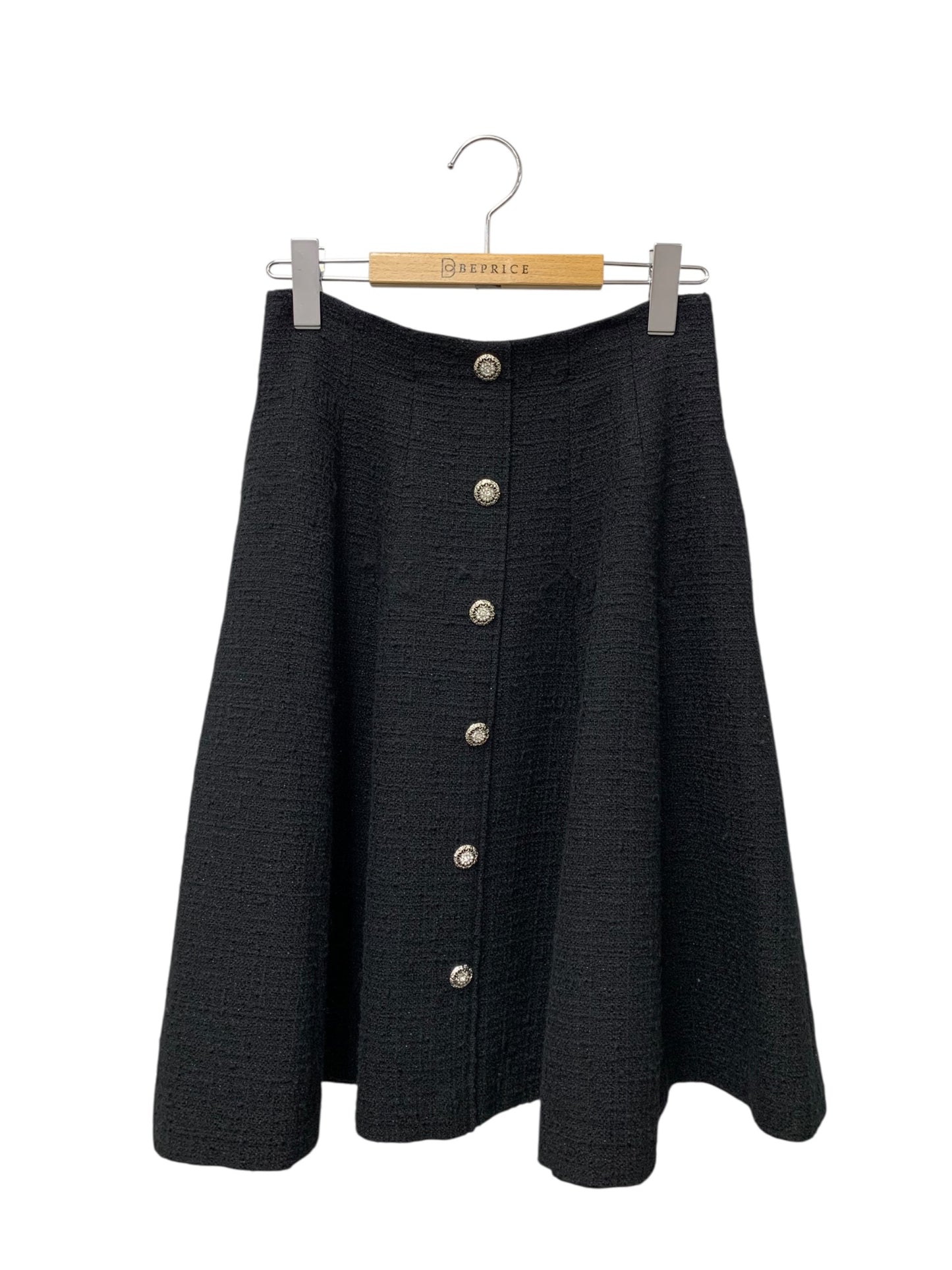 フォクシーニューヨーク collection Valette Skirt 42674 スカート 38 ブラック ツイード ジュエルボタン IT1VYASUYOE1