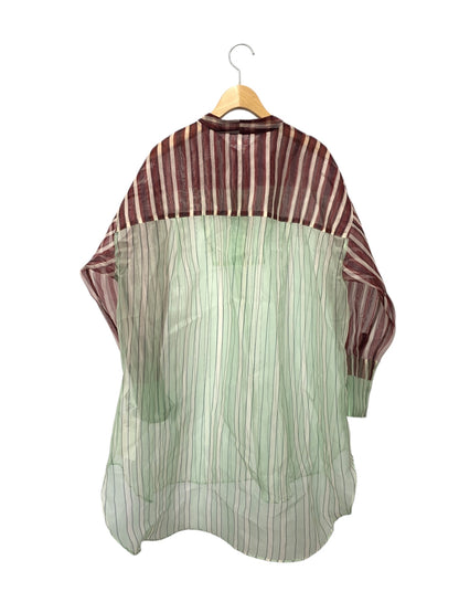 テルマ Printed Sheer Pullover TLM41FJ007 シアーシャツ 36 グリーン ストライプ ITE78JZDK6IG