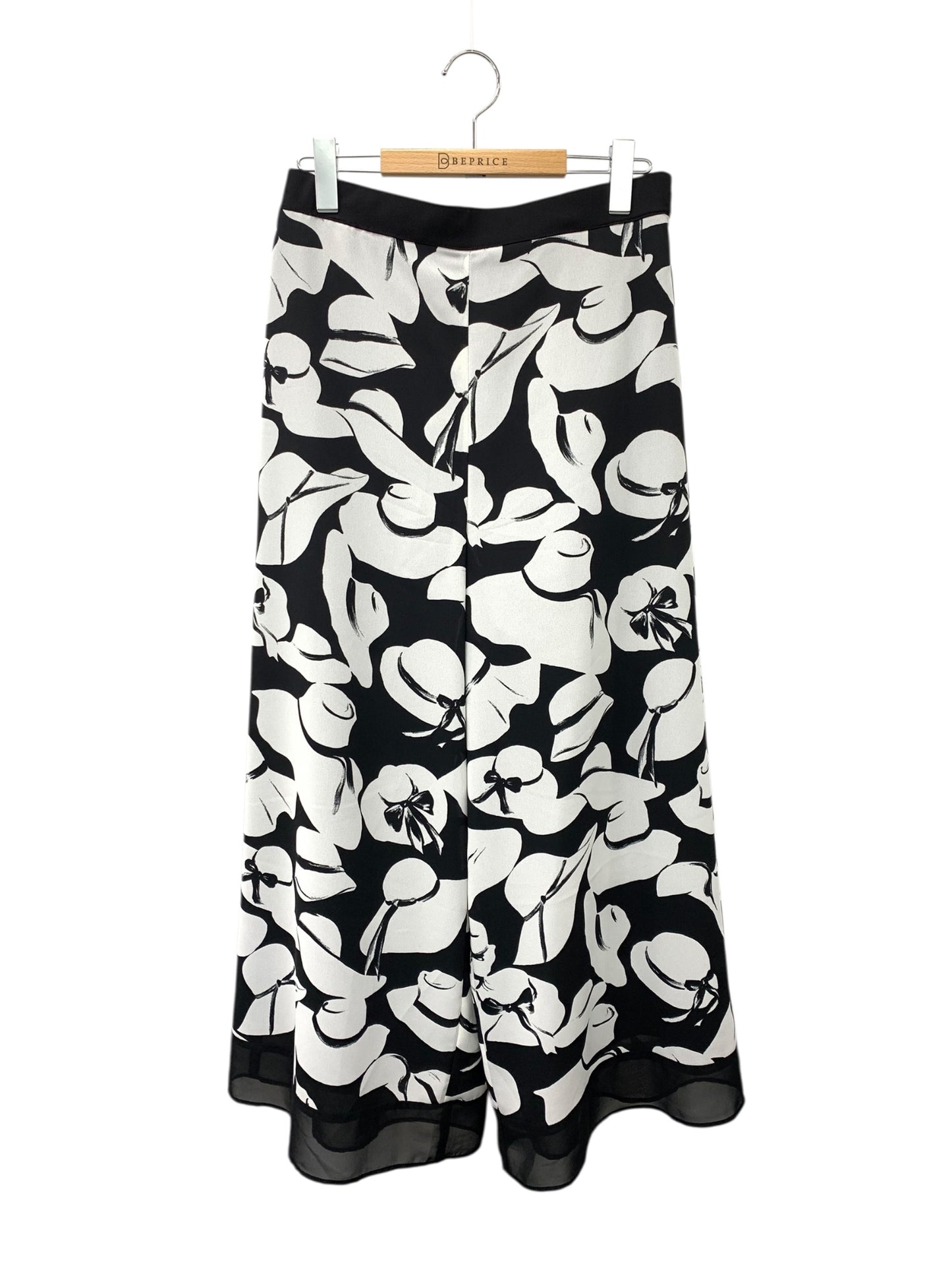 エムズグレイシー 帽子柄シフォンワイドパンツ 416305 40 ブラック ITTX3203Z0YX