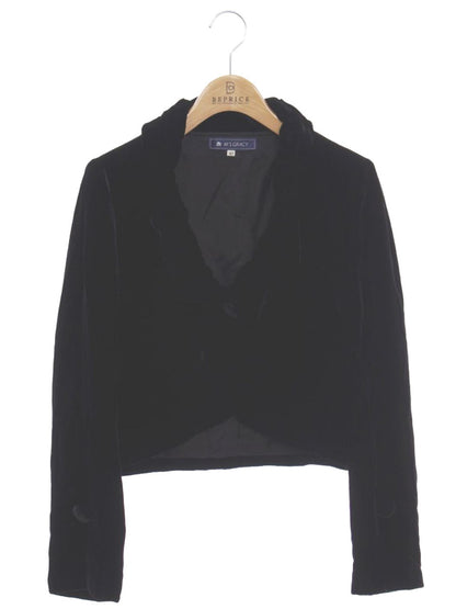 エムズグレイシー 524006 ジャケット 40 ブラック フリル ベロア ITDRXSFTGHPB