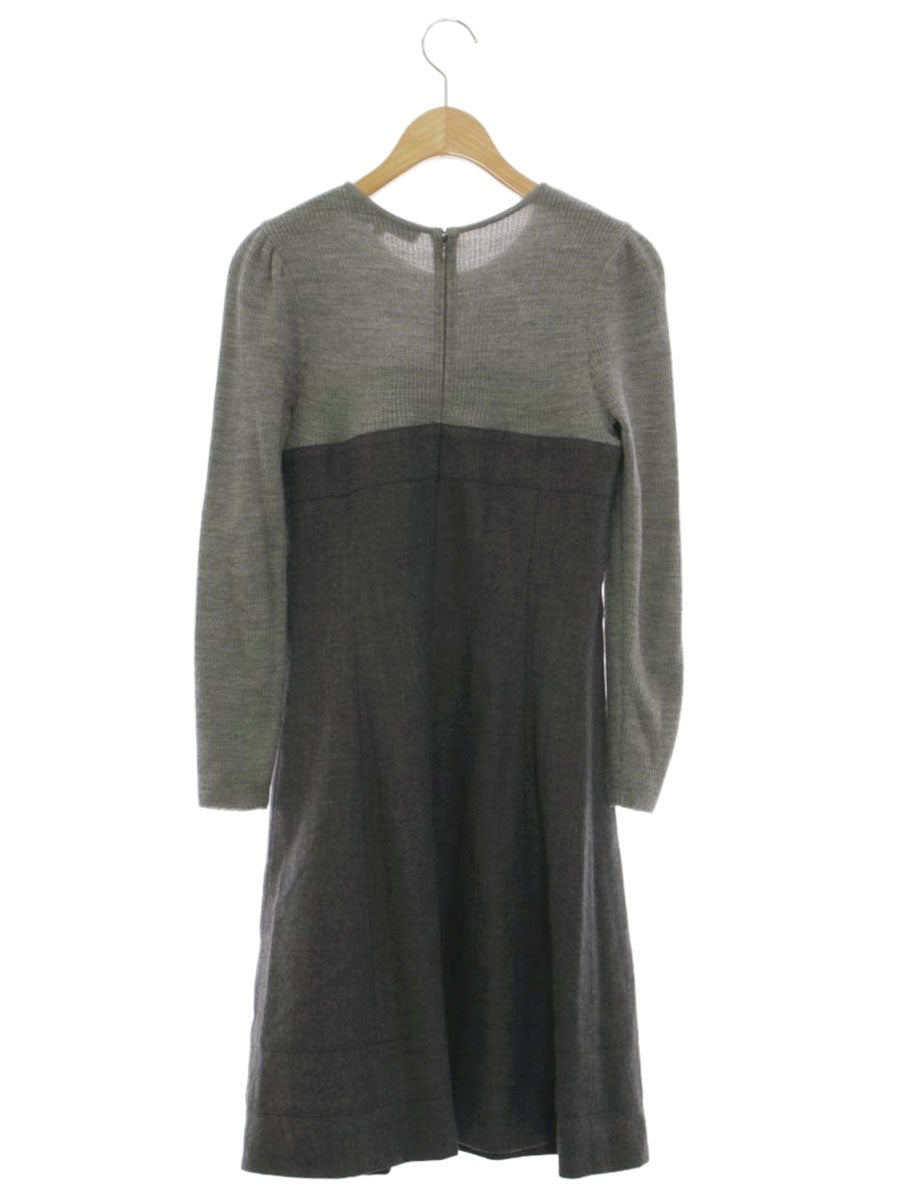 エムズグレイシー 521718 ワンピース 36 グレー 切替 リボン ウール IT6FL6VTDDB1