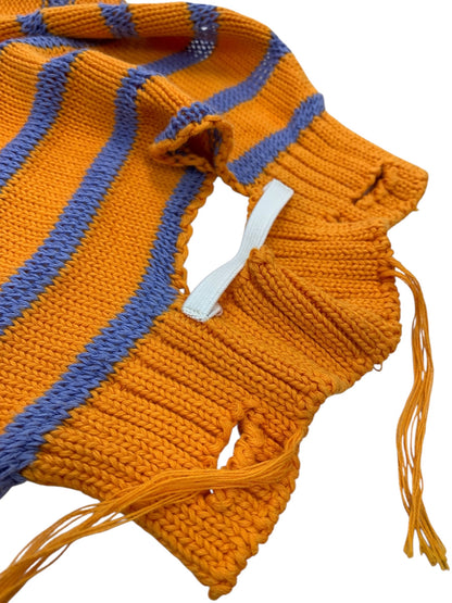 エムエム6メゾンマルジェラ Border sweater S52GP0141 S18192 ニットセーター S オレンジ ボーダー ダメージ加工 IT3W7PO1P1G2 【SALE】