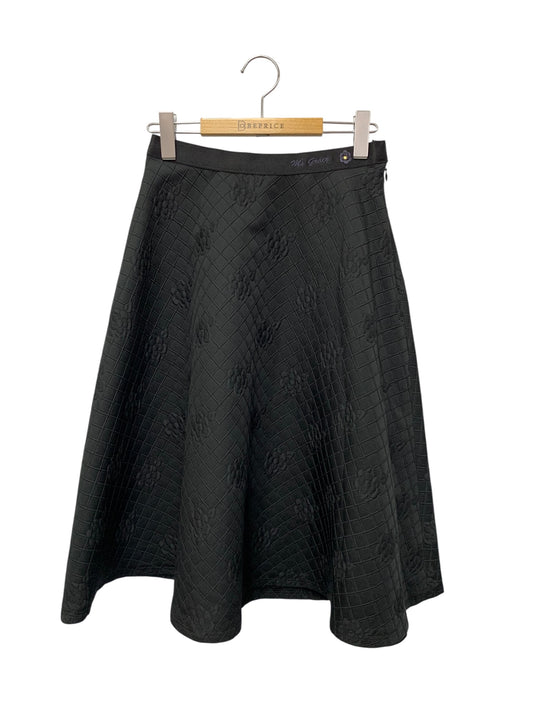 エムズグレイシー 317507 スカート 38 ブラック キルティング パッチワーク フラワー ITPBON190KWK