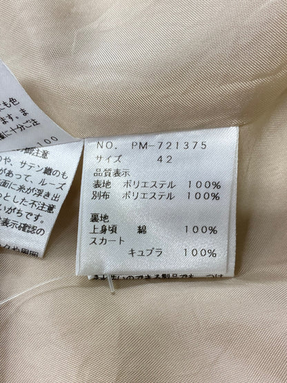 エムズグレイシー 721375 ワンピース 42 ベージュ フラワーモチーフ タックフレア ITFWK9TDWSBG
