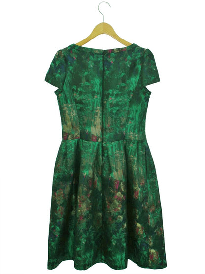 エムズグレイシー 011516 ワンピース 38 マルチカラー 絵画調 リボン IT7RTNRV8Y4Y