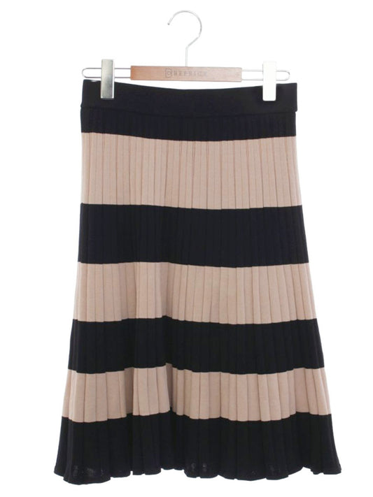 トゥービーシック W5S08-219-05 スカート 40 ベージュ ブラック ニット ボーダー ITFPXLKI7MSS 【SALE】