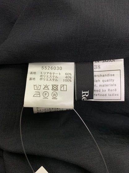ルネ 5526030 ワンピース 38 ネイビー リネン リボン ティアード ITQXHKYQV6CS