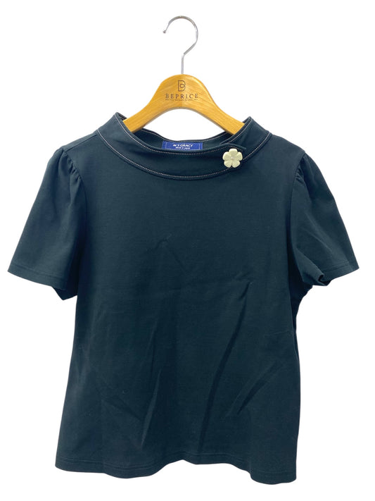 エムズグレイシー ステッチ入りカットソー 315320 スタンドネック 40 ブラック お花ボタン ITOC3YJUGJN8