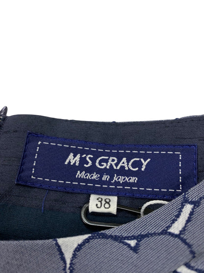 エムズグレイシー 111104 ワンピース 38 ブルー ハートモチーフ ロゴ リボン フレア IT2770LPJMT8