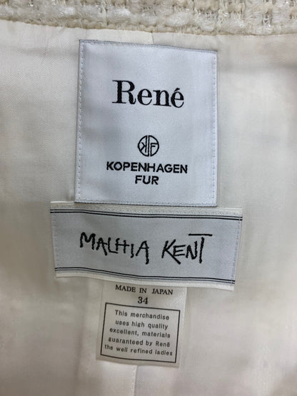ルネ 6038090 コート 34 アイボリー コペンハーゲンミンクファー ツィード マリアケント ITGAF71302CW