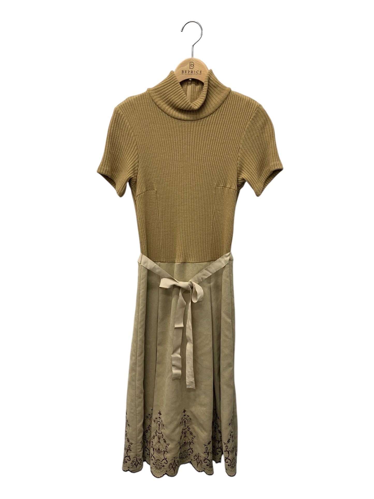 ギャラリービスコンティ 1368400 2 ブラウン ファネルネック フリル 刺繍 ワンピースセットアップ ITOX29HHXTHC