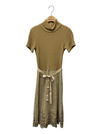 ギャラリービスコンティ 1368400 2 ブラウン ファネルネック フリル 刺繍 ワンピースセットアップ ITOX29HHXTHC