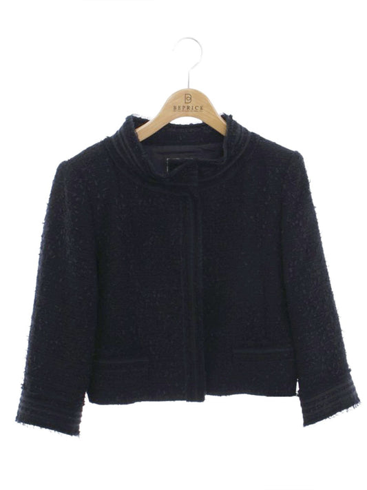 フォクシーブティック 24941 ノーカラージャケット 42 ネイビー ツイード IT9SUWHR5L3Y