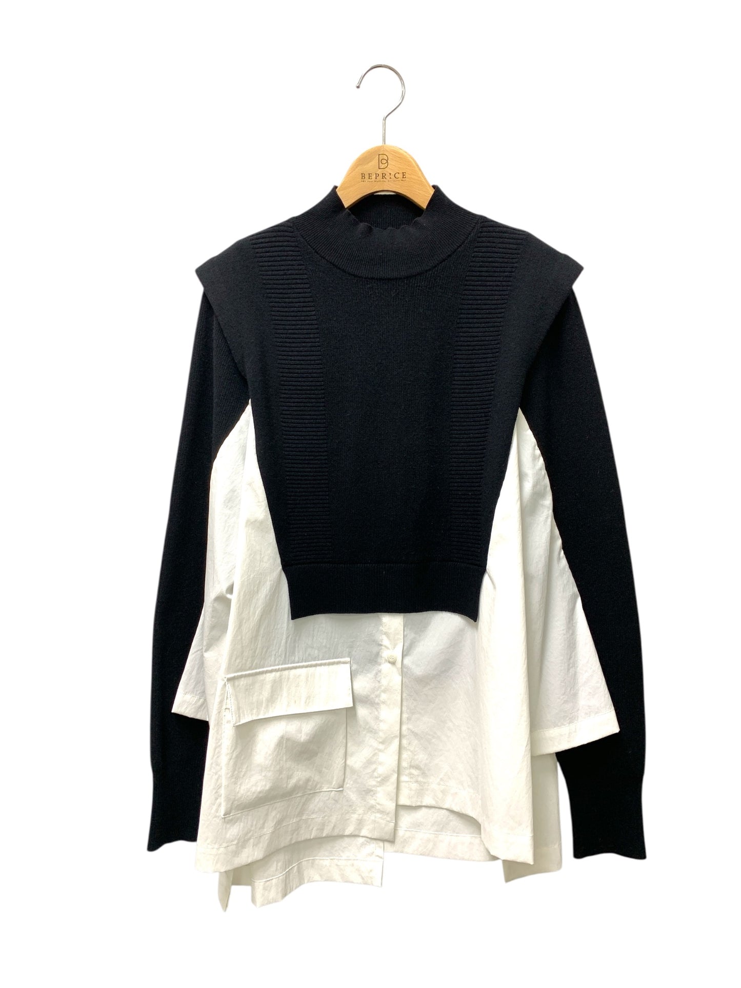 アンスリード Pocket shirt docking knit 522412600201-01 F ブラック 24aw IT6W0008ESR0