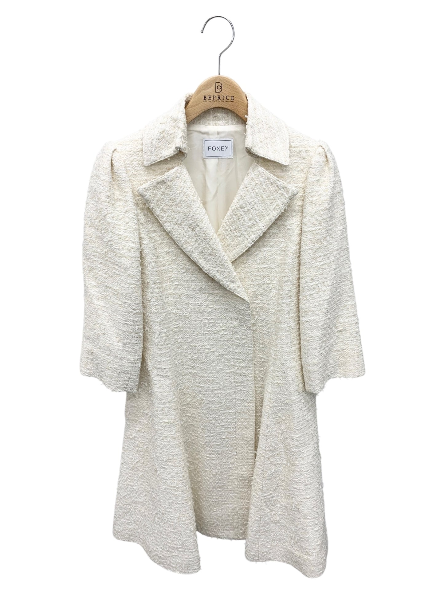 フォクシーブティック Dress Miss Edinburgh 40544 コート 38 アイボリー ダブルジップ ツイード ITAIJ7E0399W