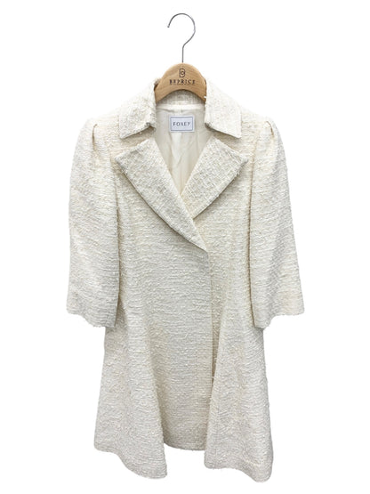 フォクシーブティック Dress Miss Edinburgh 40544 コート 38 アイボリー ダブルジップ ツイード ITAIJ7E0399W