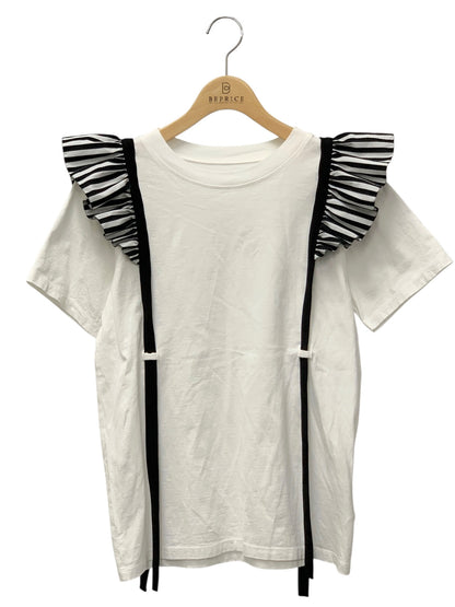 ボーダーズアットバルコニー SUSPENDER TEE カットソー 36 ホワイト フリル ITXVEOTB4FCE