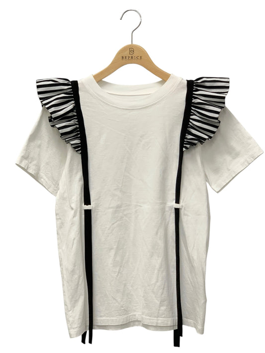 ボーダーズアットバルコニー SUSPENDER TEE カットソー 36 ホワイト フリル ITXVEOTB4FCE