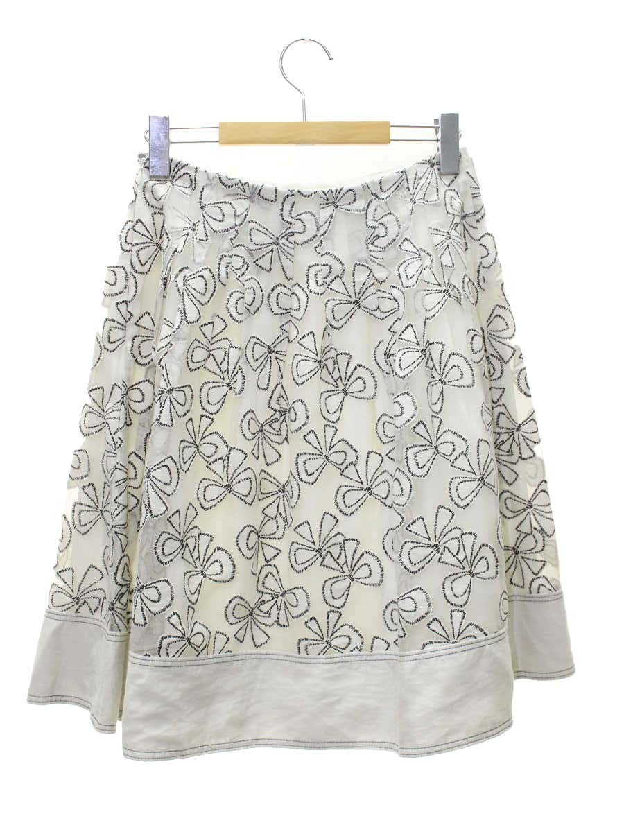 エムズグレイシー 727135 スカート 38 ベージュ リボン リネン混 IT0URB50R7BU 【SALE】