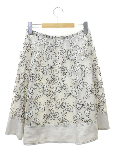 エムズグレイシー 727135 スカート 38 ベージュ リボン リネン混 IT0URB50R7BU 【SALE】