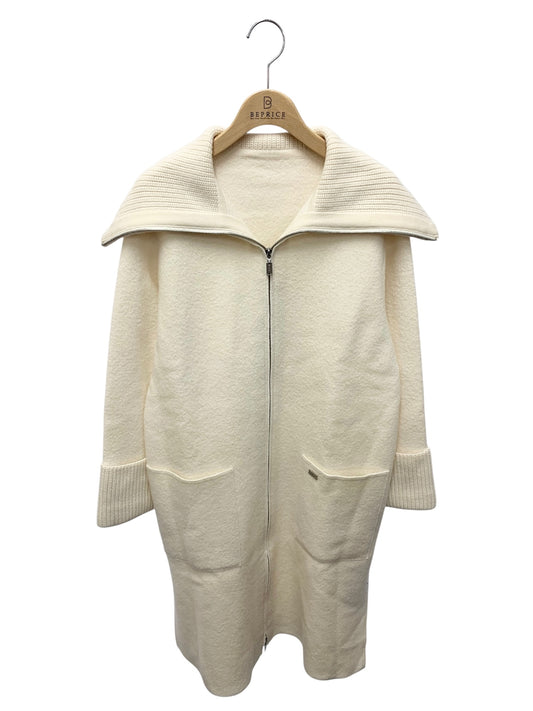 フォクシーブティック KNIT COAT HOODIE CONSCIOUS 43172 コート F ホワイト ニット マフラー付き ITLZ3FNPHC6W