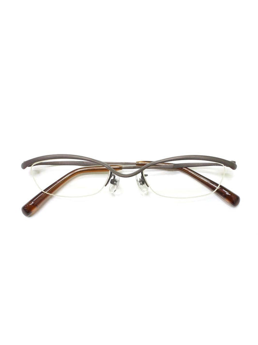 フォーナインズ S-207T メガネ ブラウン メタルフレーム ハーフリム スクエア IT7P1FEWHDCE