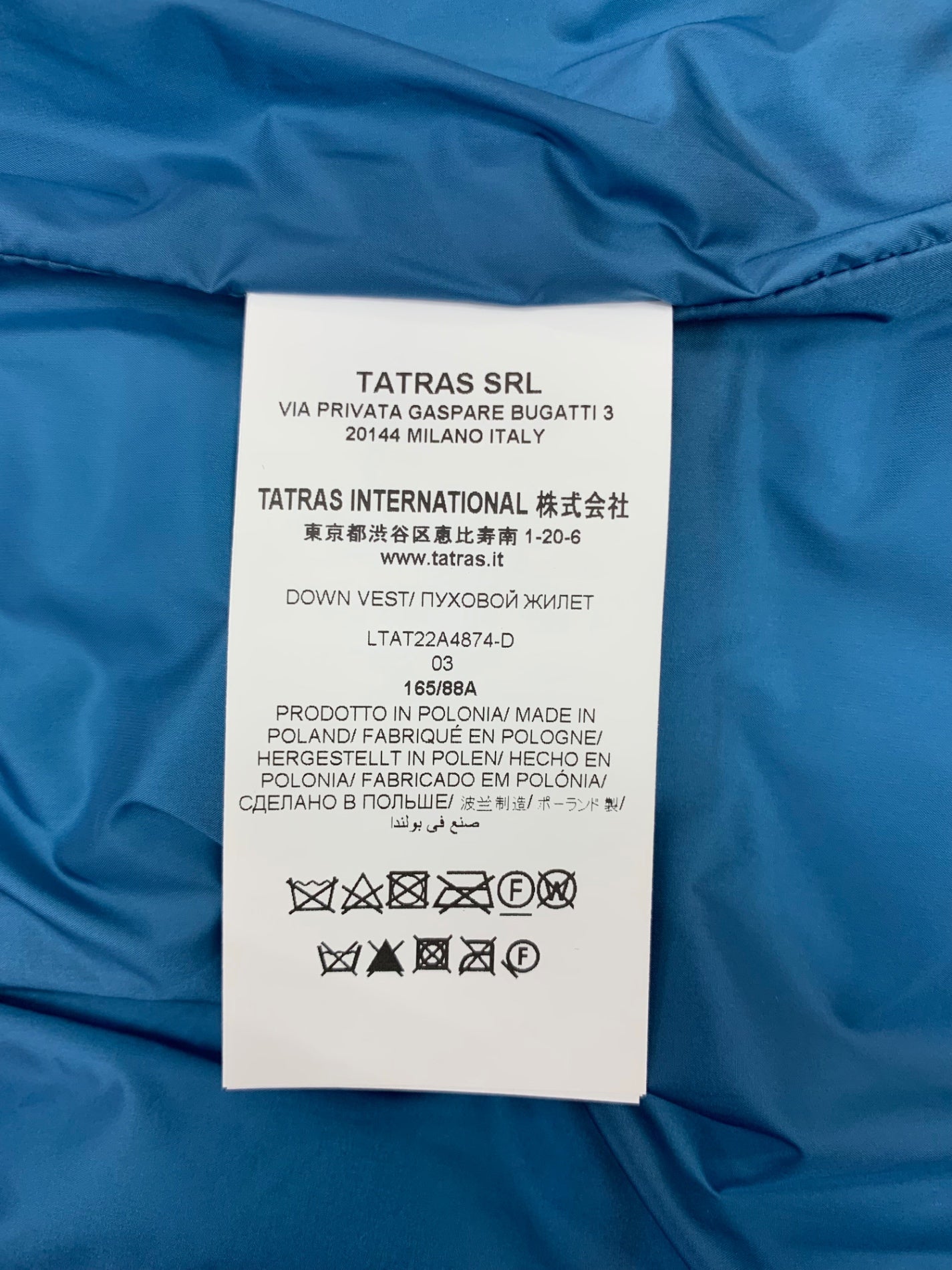 タトラス ザラガ  LTAT22A4874-D ダウンベスト 03 ブルー ファーフード ITCV5CNB63QD