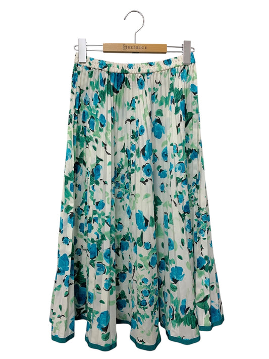 エムズグレイシー 117111 スカート 40 ホワイト バラ柄 プリーツ ITCA7SGBHV0A