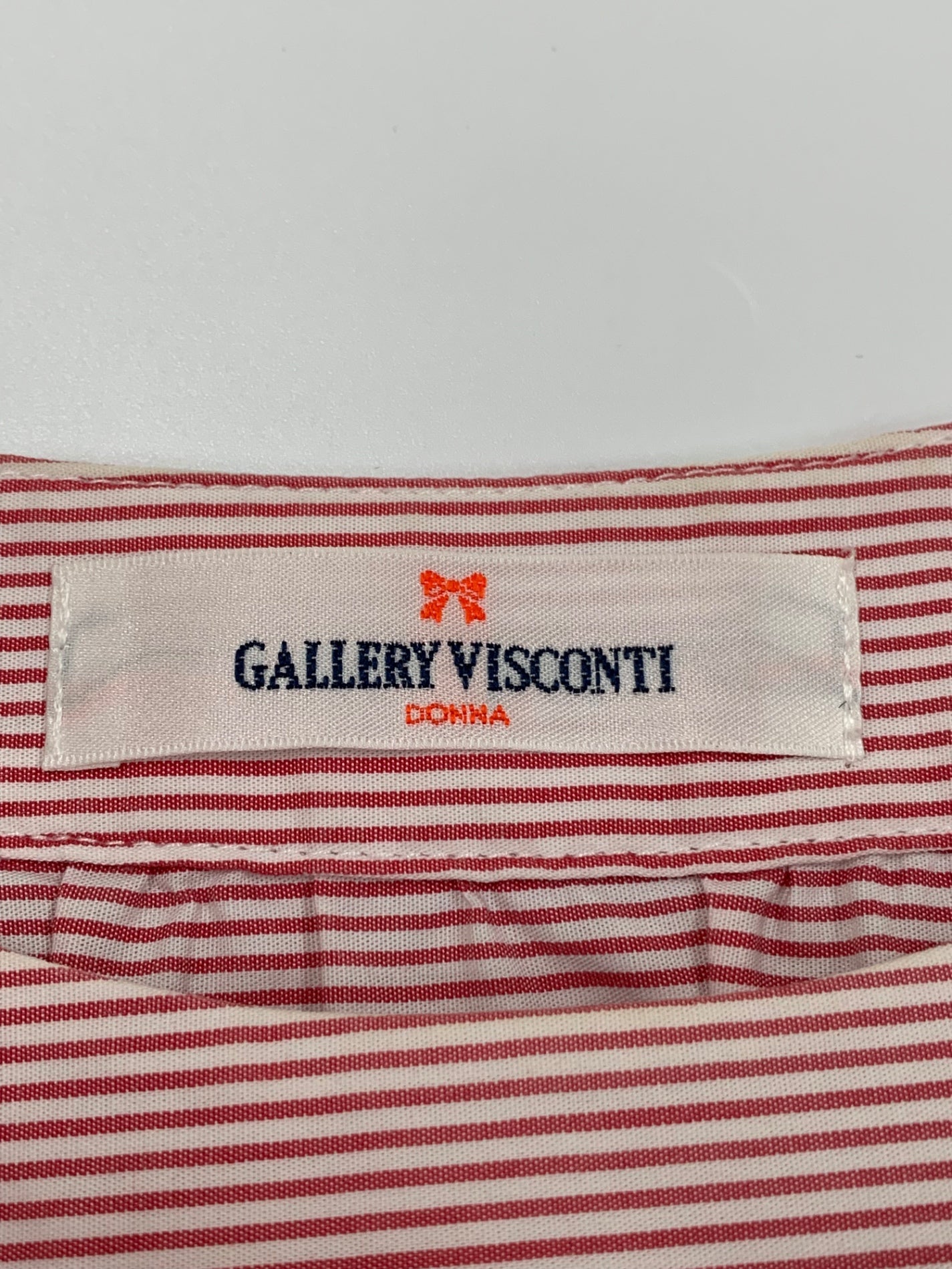 ギャラリービスコンティ 1220819 シャツ 2 レッド/ホワイト 半袖 ストライプ  花柄刺繍 ITEN266KFSC6