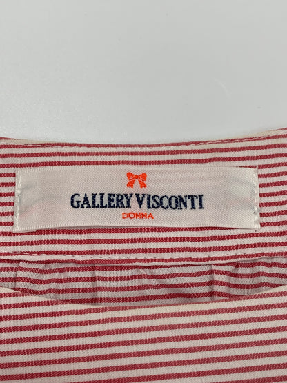 ギャラリービスコンティ 1220819 シャツ 2 レッド/ホワイト 半袖 ストライプ  花柄刺繍 ITEN266KFSC6