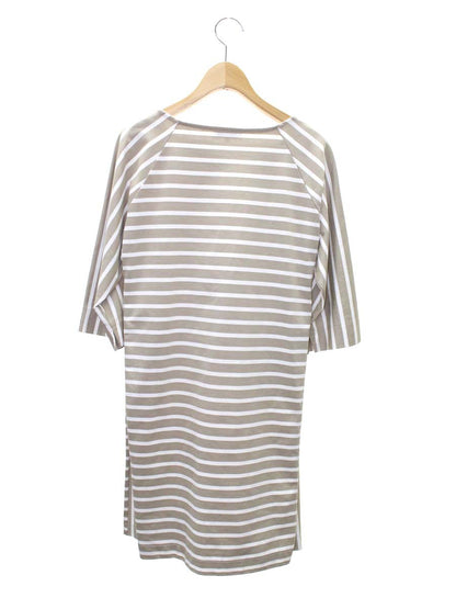 スタジオピッコーネ P959217 ワンピース 40 ベージュ ボーダー ビジュー ワンポイント IT12CE846CDW