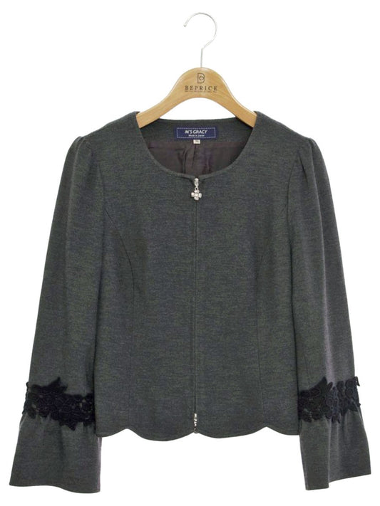 エムズグレイシー 724504 ジャケット 38 グレー ジップアップ ノーカラー ITG998ISQ99A